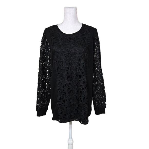 Lane Bryant Lace Embroidered Top Size 14/16 Black Whimsigoth Fairy Feminine - Picture 1 of 8